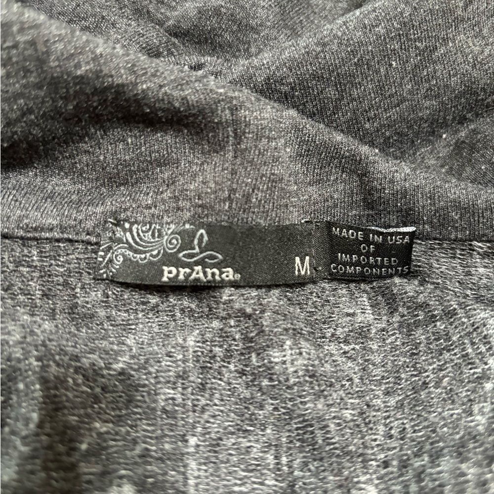 prAna Hooded Open Front Cardigan - Gray and White - No Pockets - Size Medium - Picture 4 of 6